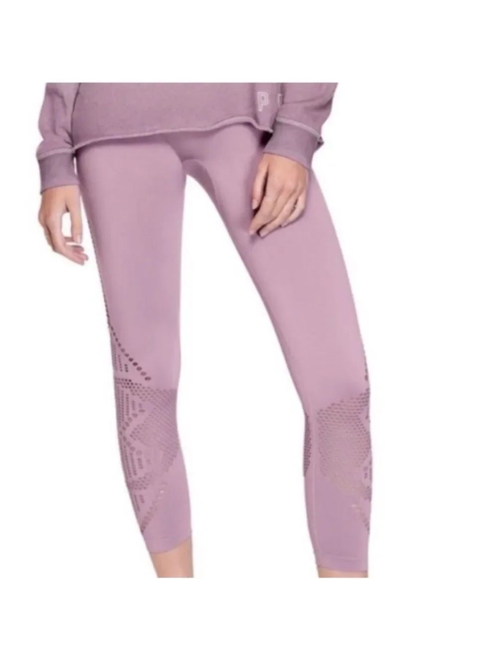 PINK Victoria's Secret Sport seamless leggings with laser-cut geometric details